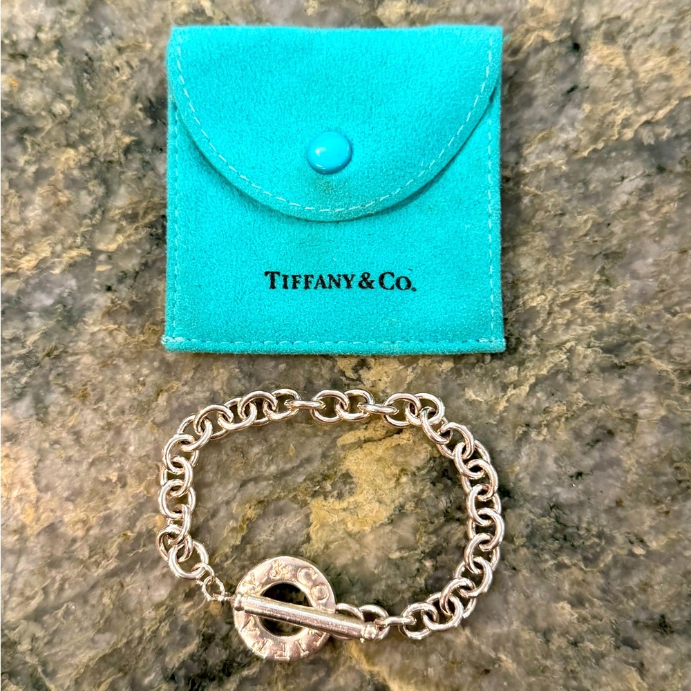 Tiffany & Co. .925 sterling silver toggle charm bracelet 7.5”